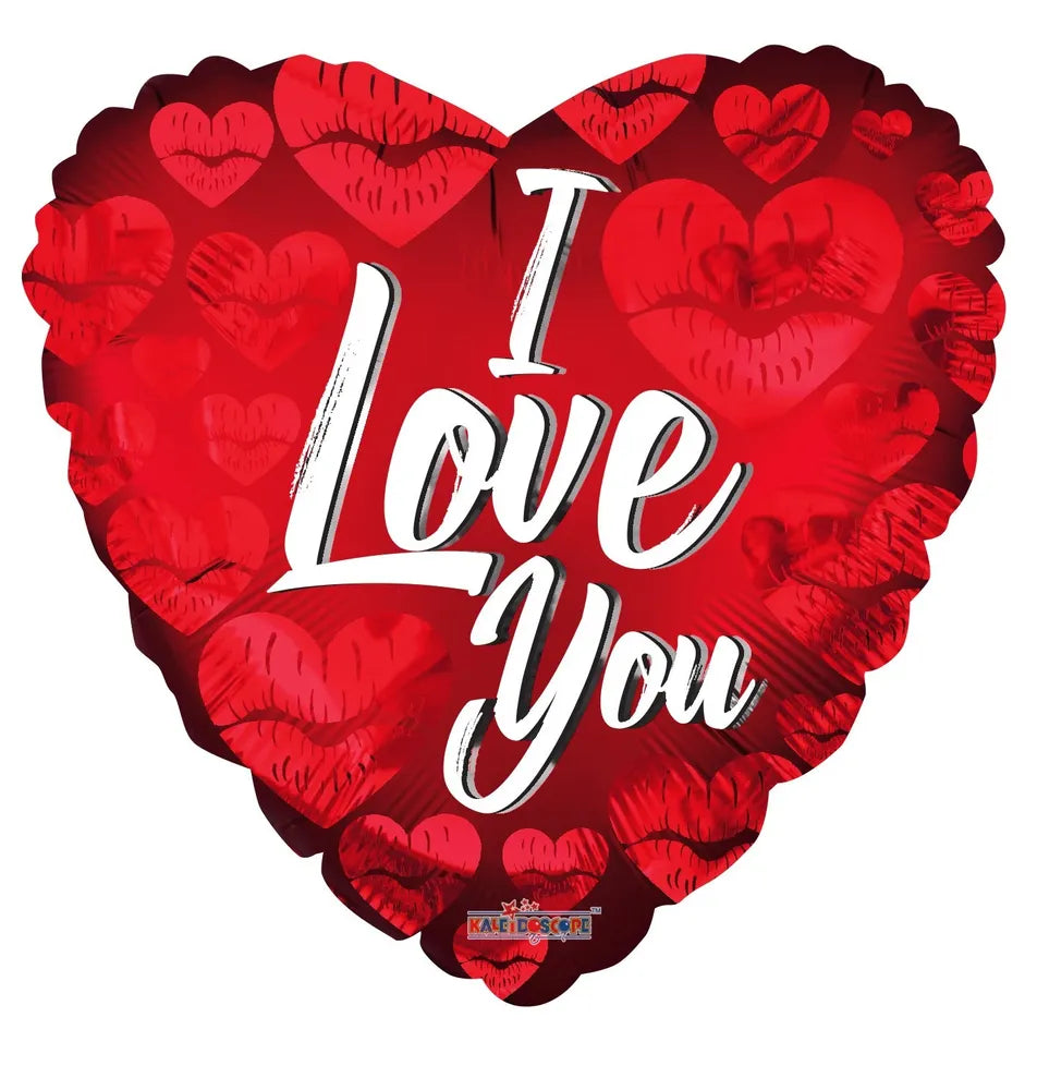 I Love You Kisses Balloon Matt (18 inch) (x10)