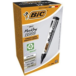 BIC Permanent Marker Pen Bullet Tip Black (PK12) (x1)