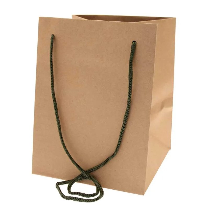 Kraft with Moss Handle Hand Tie Bag H25xW19xL19cm (PK10) (x10)