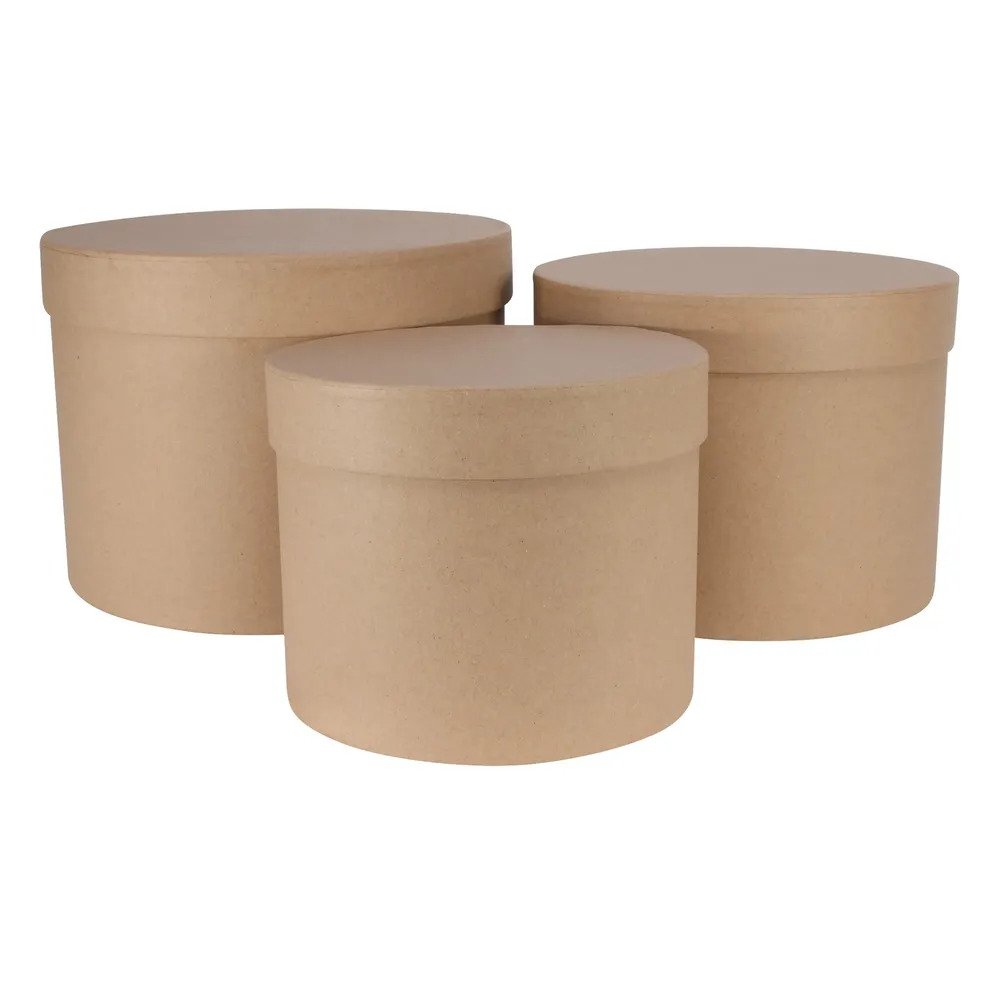 Kraft Hat Box (Set of 3) (Largest D19xH14.4cm)