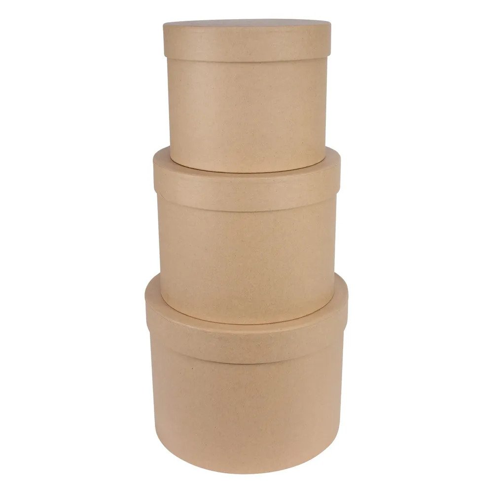 Kraft Hat Box (Set of 3) (Largest D19xH14.4cm)
