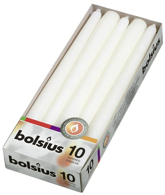 Bolsius Tapered Candles White 245/24mm (PK10)