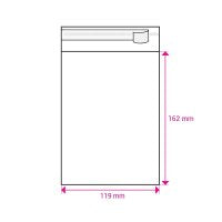 CLEAR CELLO BAGS SIZE C6 Plus (SELF ADHESIVE) 119x162mm (PK100)