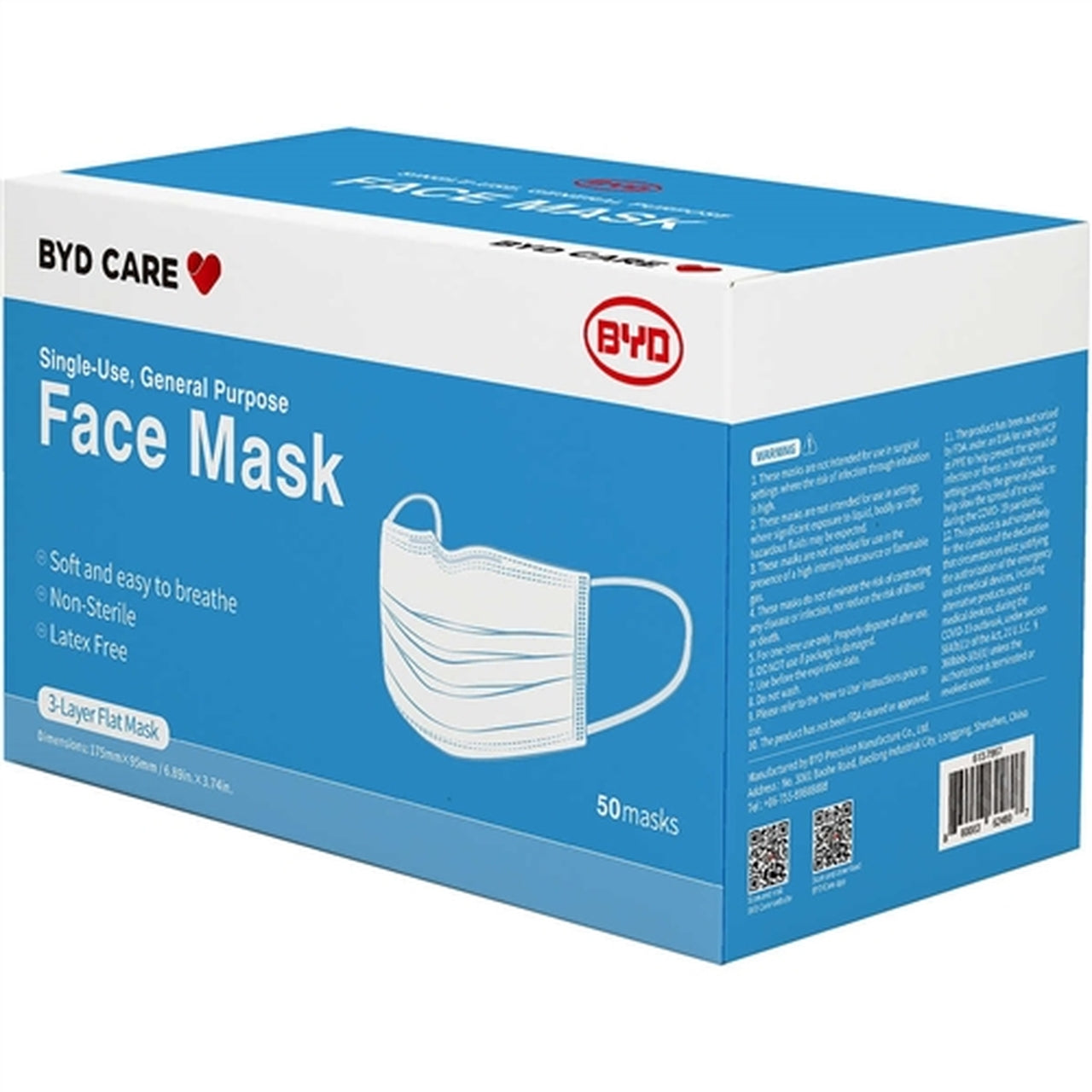 BYD 3PLY Single Use Medical Face Mask (PK50)