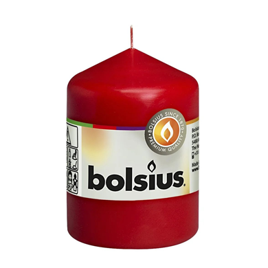 Bolsius Pillar Candle Red 80/60mm (PK10)