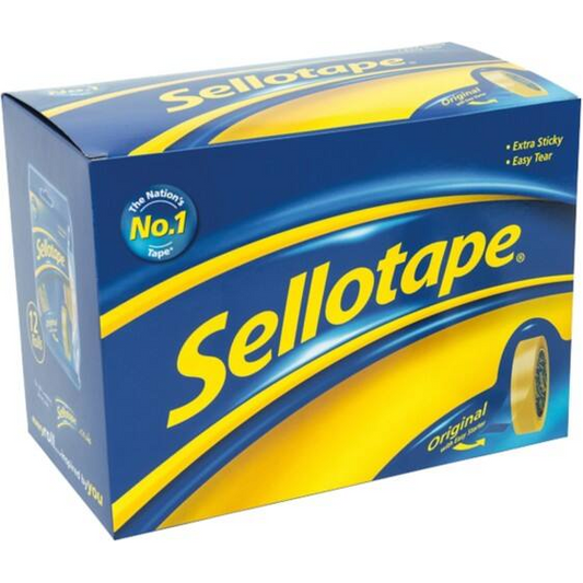 Sellotape Original Golden Tape 24mm x 66m Transparent 12 Rolls