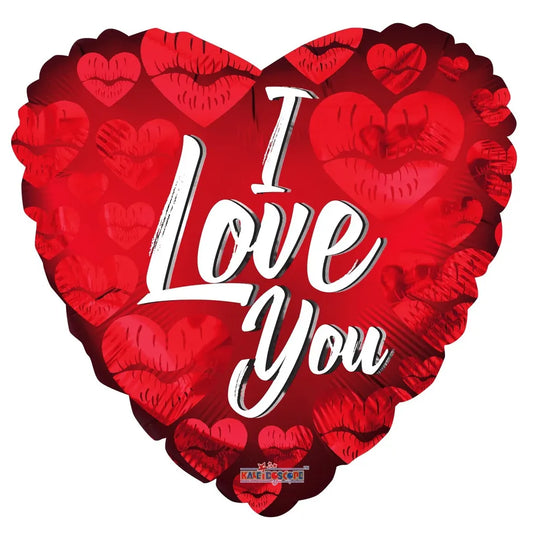 I Love You Kisses Balloon Matt (18 inch) (x10)