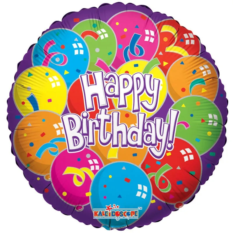 Birthday Lots of Balloons (18inch) (x10)