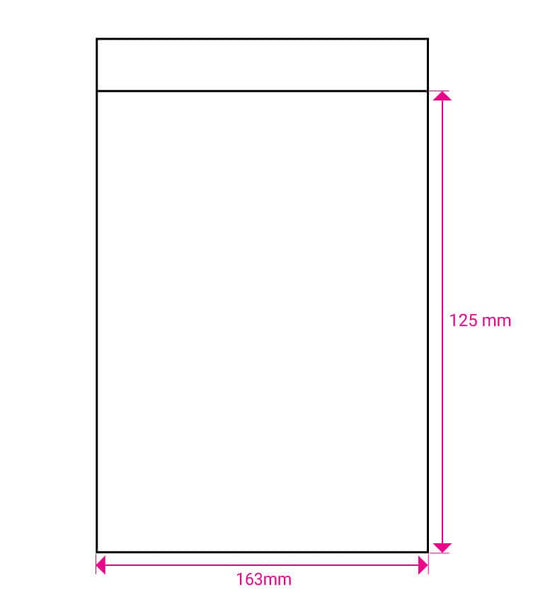 CLEAR CELLO BAGS SIZE C6 Plus (SELF ADHESIVE) 125x163mm (PK100)